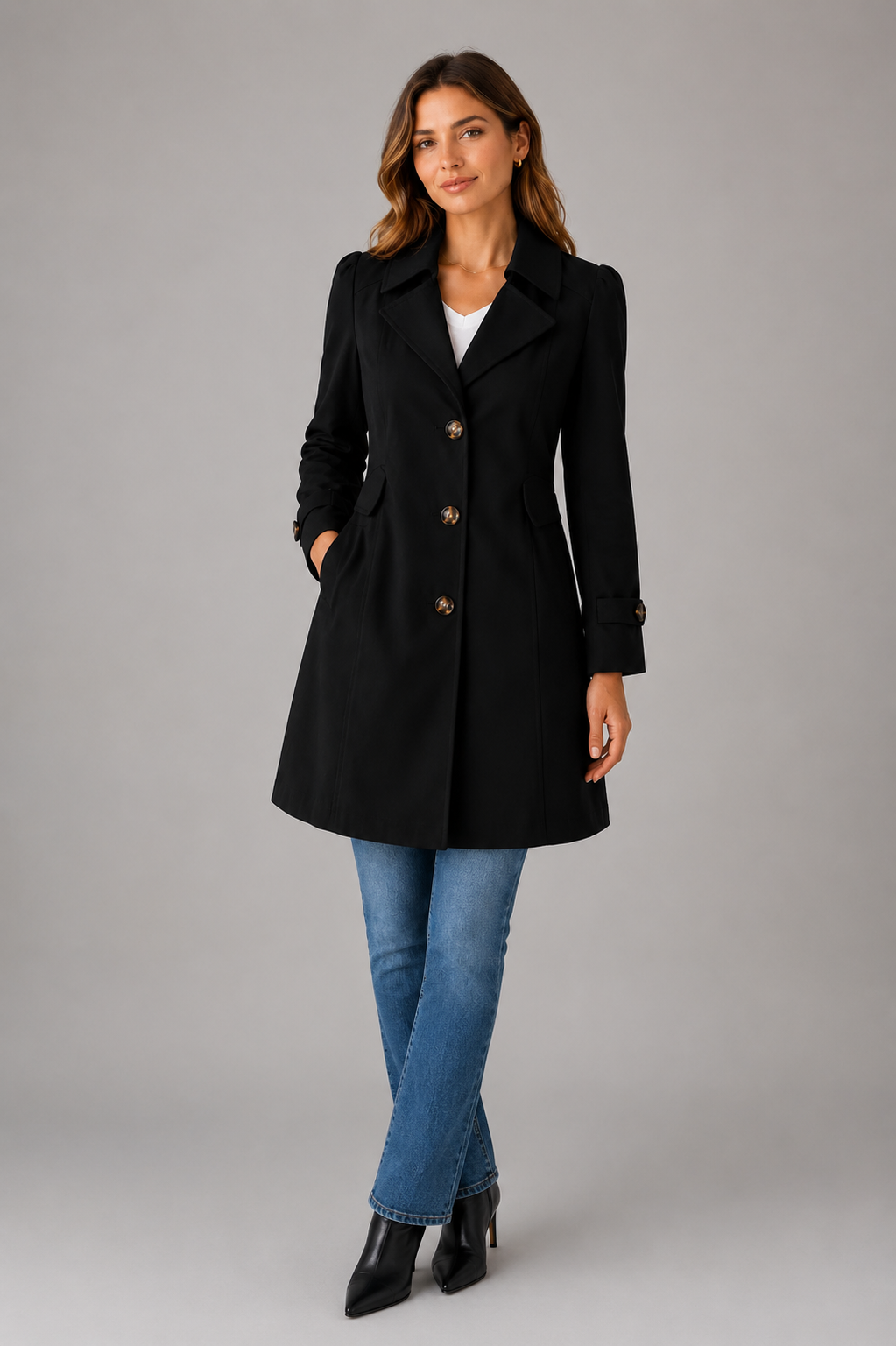 Women's Trench Coat Tailored Single-Breasted Knee-Length - Image 4