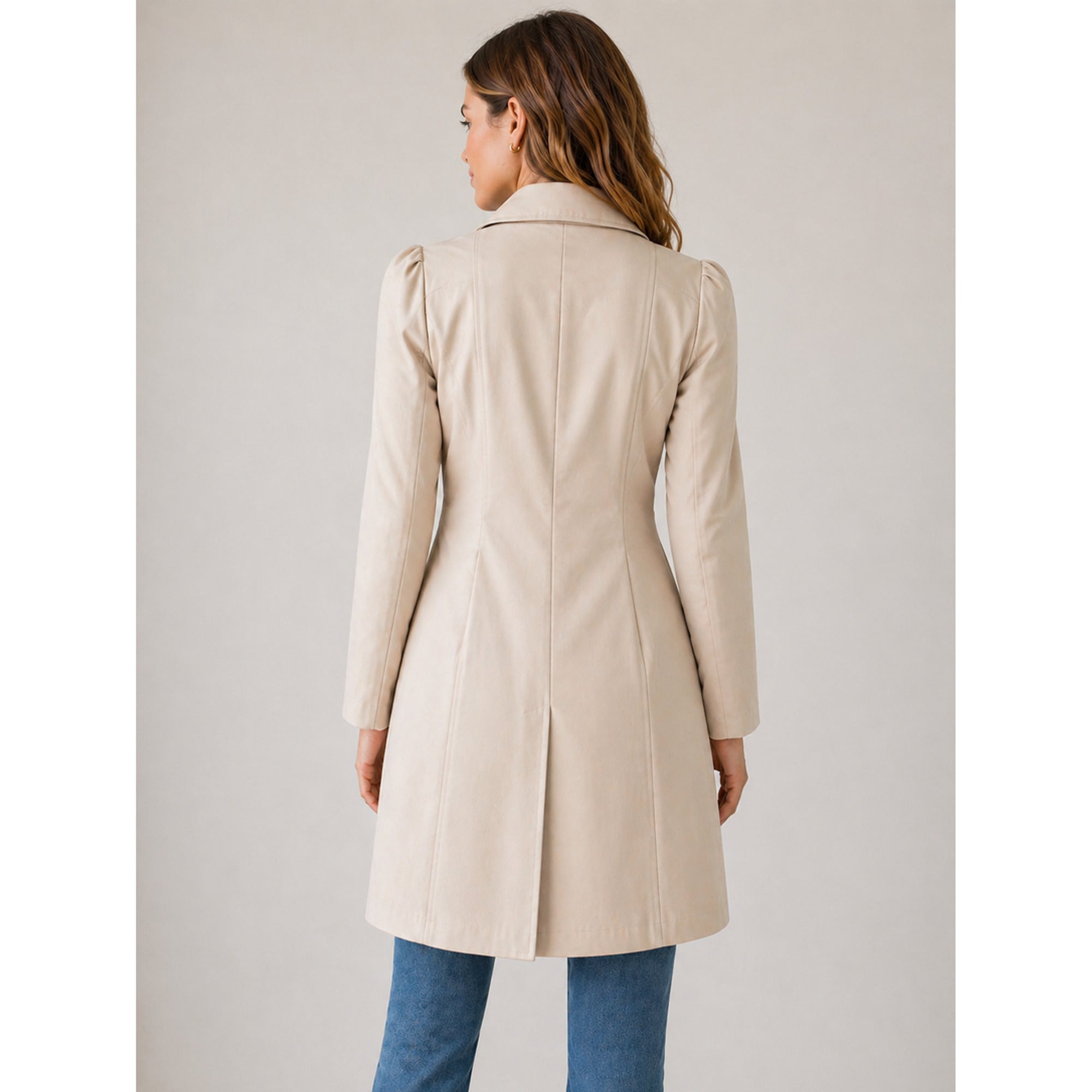 Women's Trench Coat Tailored Single-Breasted Knee-Length - Image 5