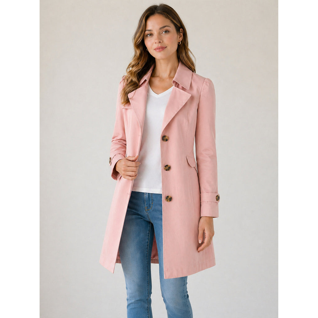 Women's Trench Coat Tailored Single-Breasted Knee-Length - Image 6