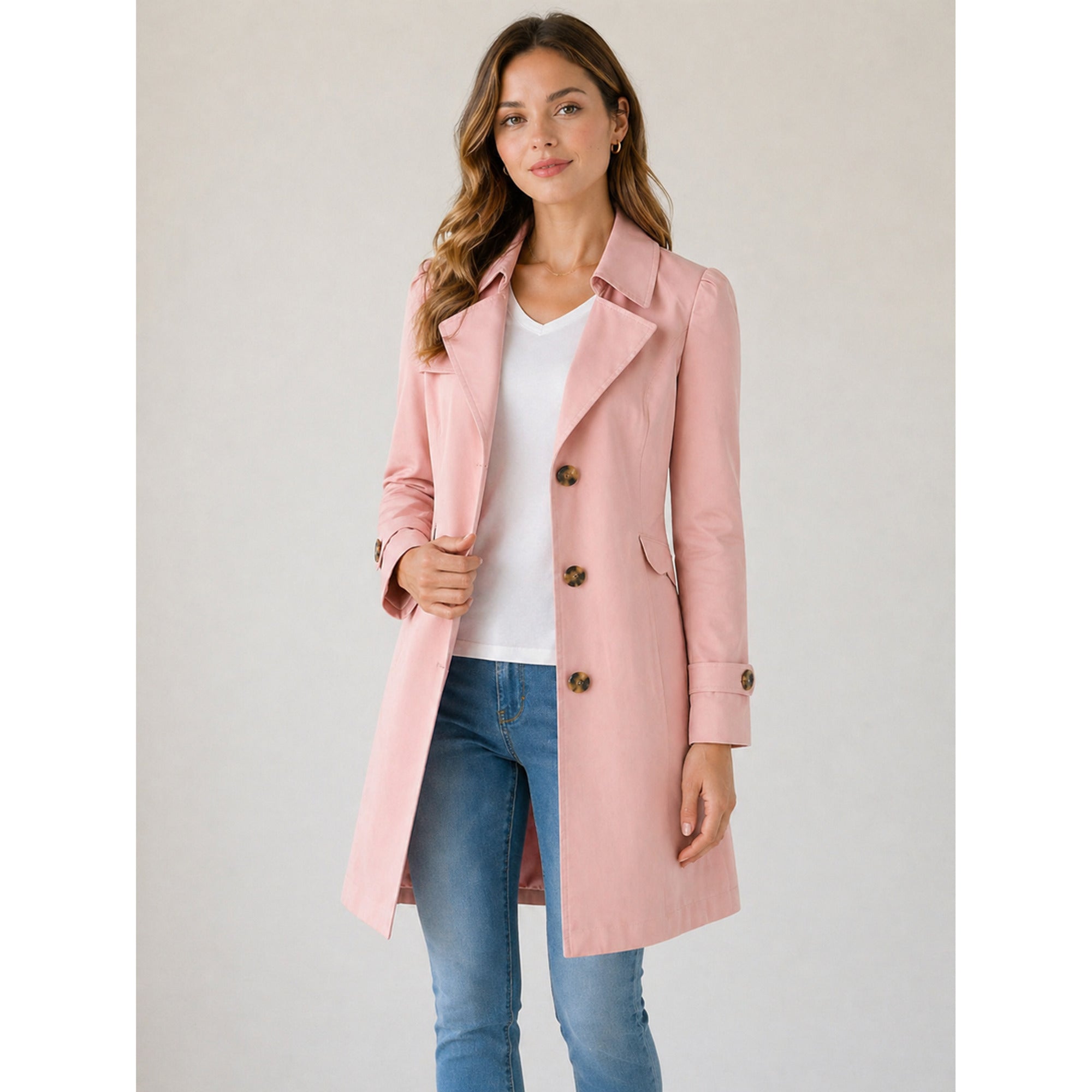 Women's Trench Coat Tailored Single-Breasted Knee-Length - Image 6