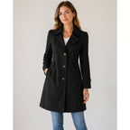 Women's Trench Coat Tailored Single-Breasted Knee-Length - Image 7