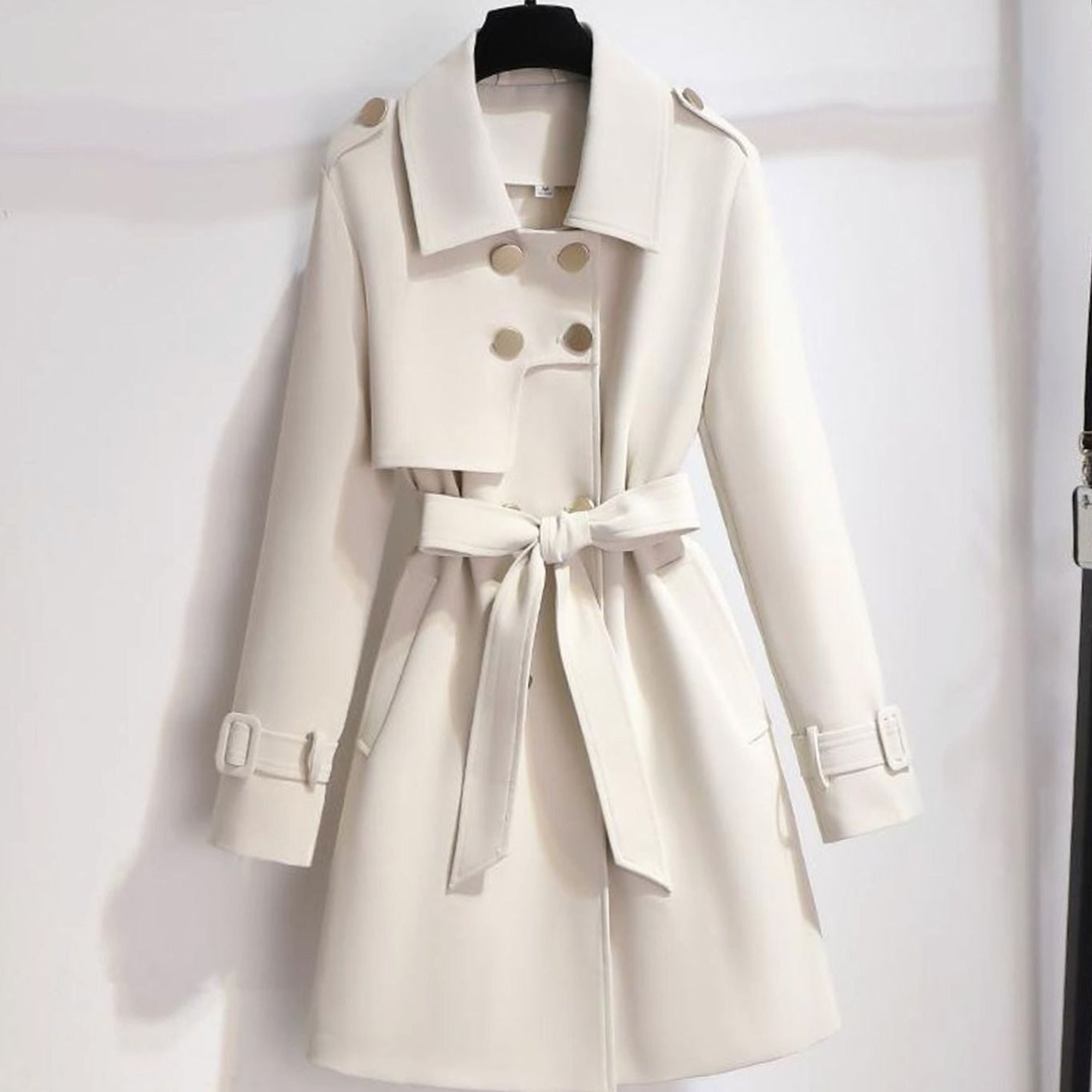 Women's Trench Coat with Sculpting Double-Breasted and Lapel Collar - Image 1