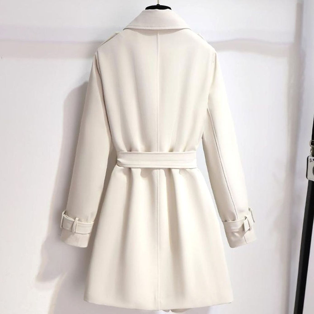 Women's Trench Coat with Sculpting Double-Breasted and Lapel Collar - Image 2