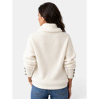 Women's Turtleneck Sweater with Relaxed Loose Fit and Button-Front - Image 3