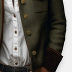 Women's Tweed Jacket with Structured Utility Fit and Gold Buttons - Image 3