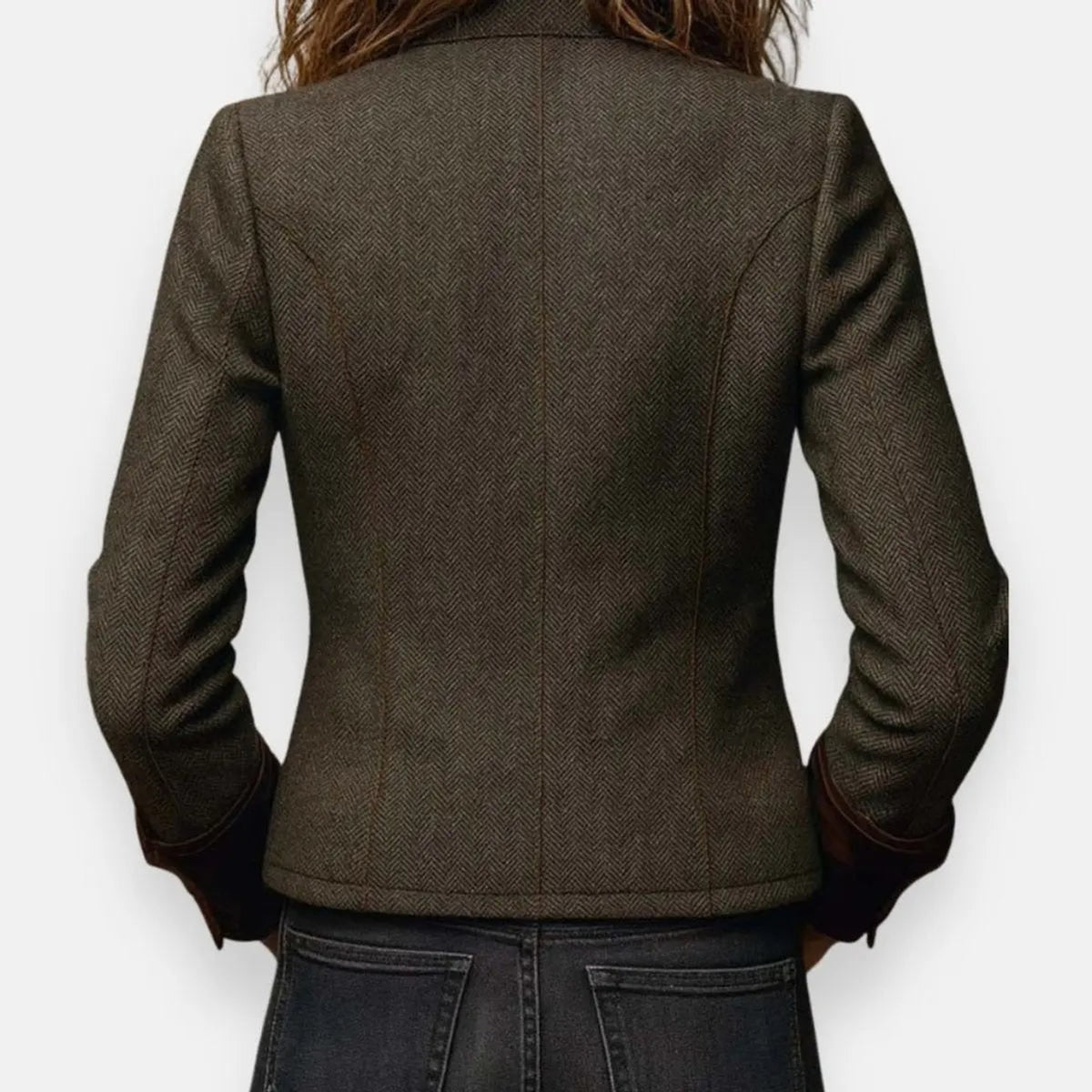 Women's Tweed Jacket with Structured Utility Fit and Gold Buttons - Image 5