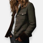 Women's Tweed Jacket with Structured Utility Fit and Gold Buttons - Image 4