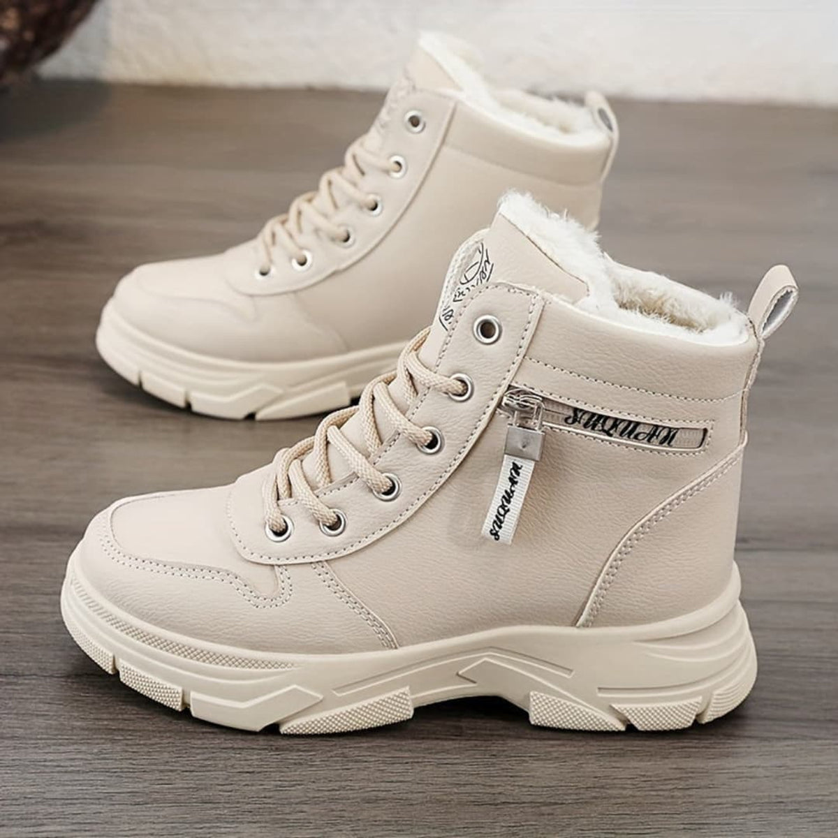 Women's Winter Boots with Thick Sole High-Top and Lace-Up - Image 1