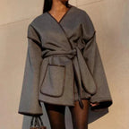 Women's Wrap Jacket with Sculpting Wide Sleeve and V-Neckline - Image 1