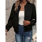 Women's Zip Up Cardigan with Streamlined Bomber Jacket and Ribbed Cuffs - Image 5