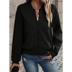 Women's Zip Up Cardigan with Streamlined Bomber Jacket and Ribbed Cuffs - Image 6