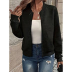 Women's Zip Up Cardigan with Streamlined Bomber Jacket and Ribbed Cuffs - Image 7