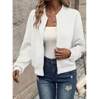 Women's Zip Up Cardigan with Streamlined Bomber Jacket and Ribbed Cuffs - Image 4