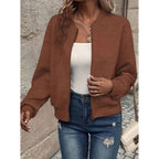 Women's Zip Up Cardigan with Streamlined Bomber Jacket and Ribbed Cuffs - Image 12