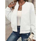 Women's Zip Up Cardigan with Streamlined Bomber Jacket and Ribbed Cuffs - Image 3