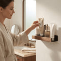 Wood Bathroom Wall Shelf With Self-Adhesive Mounting No Drilling Required - Image 4