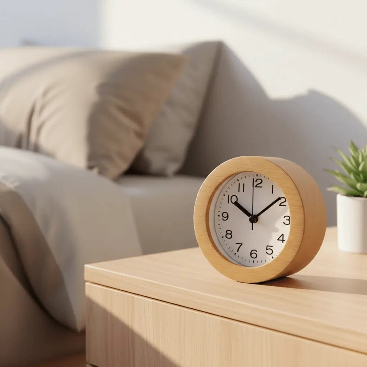 Wooden Alarm Clock With Silent Analog Movement - Image 1