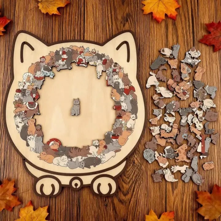 Wooden Cat Puzzle With Attractive Design After Assembly - Image 2