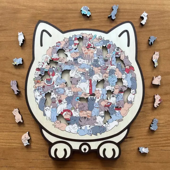 Wooden Cat Puzzle With Attractive Design After Assembly - Image 4