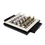 Wooden Chess Set With Handmade Paint Zinc Alloy Pieces - Image 1