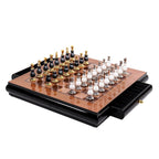 Wooden Chess Set With Handmade Paint Zinc Alloy Pieces - Image 3