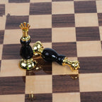 Wooden Chess Set With Handmade Paint Zinc Alloy Pieces - Image 4
