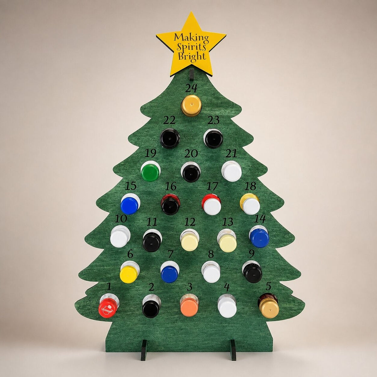 Wooden Christmas Tree Advent Calendar With 24 Compartments For Mini Bottles - Image 4