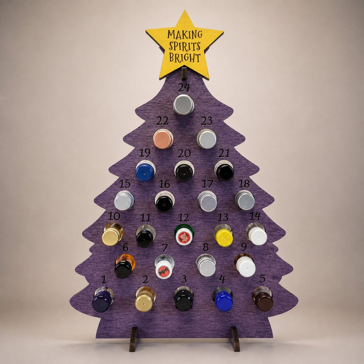 Wooden Christmas Tree Advent Calendar With 24 Compartments For Mini Bottles - Image 2
