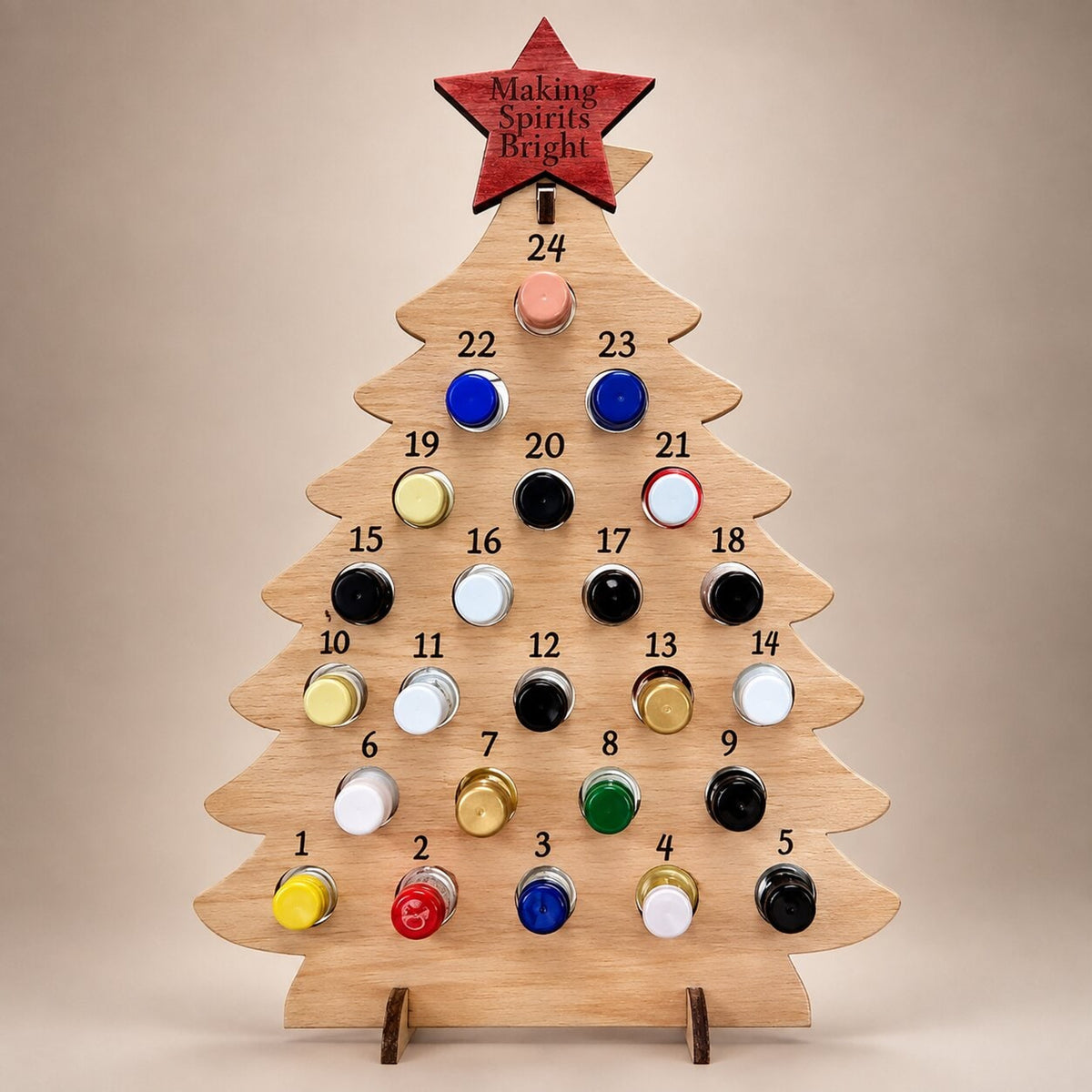 Wooden Christmas Tree Advent Calendar With 24 Compartments For Mini Bottles - Image 5