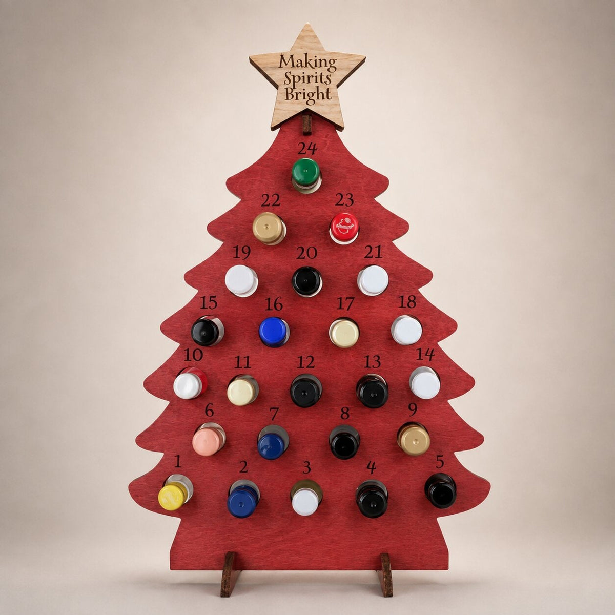 Wooden Christmas Tree Advent Calendar With 24 Compartments For Mini Bottles - Image 3