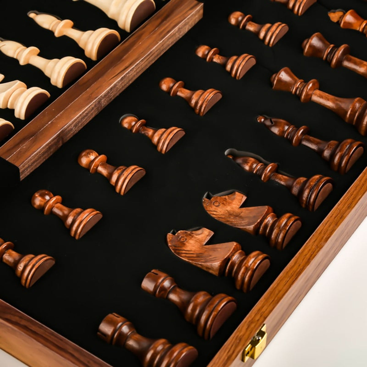Wooden Folding Chess Set For Children Large Solid Wood Chessboard - Image 2