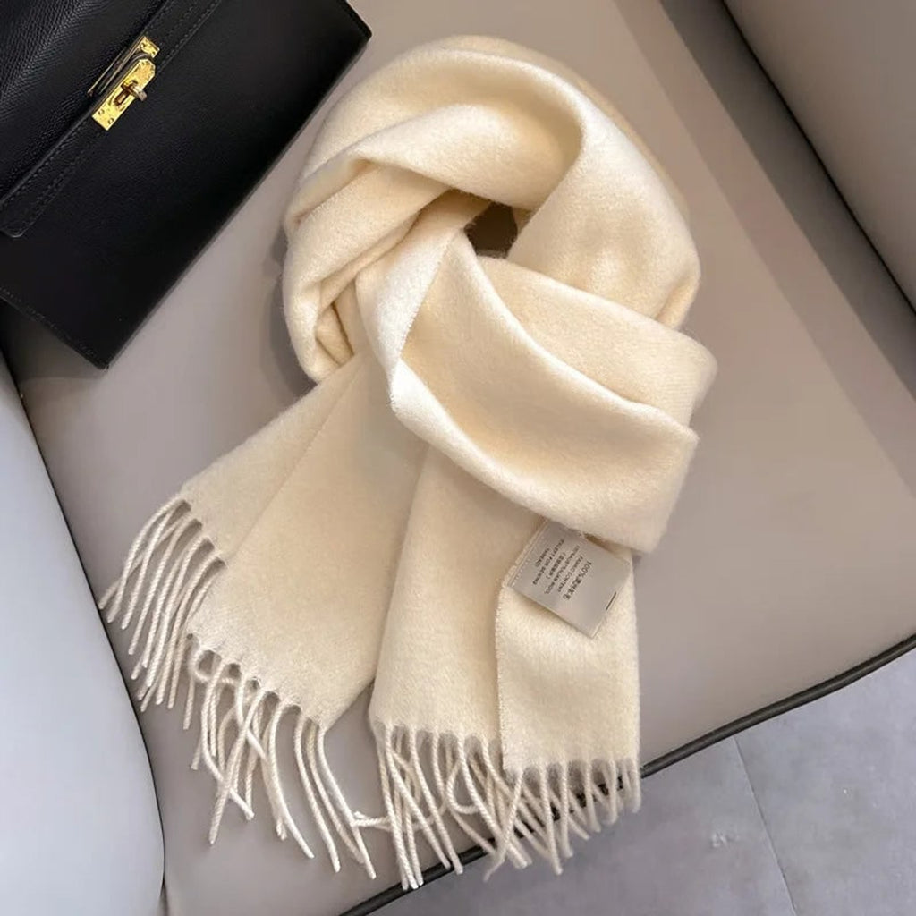 Wool Scarf with Warm Narrow Fit and Fringed Ends - Image 1