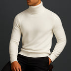 Wool Turtleneck with Structured Ribbed Collar and Sweater - Image 2
