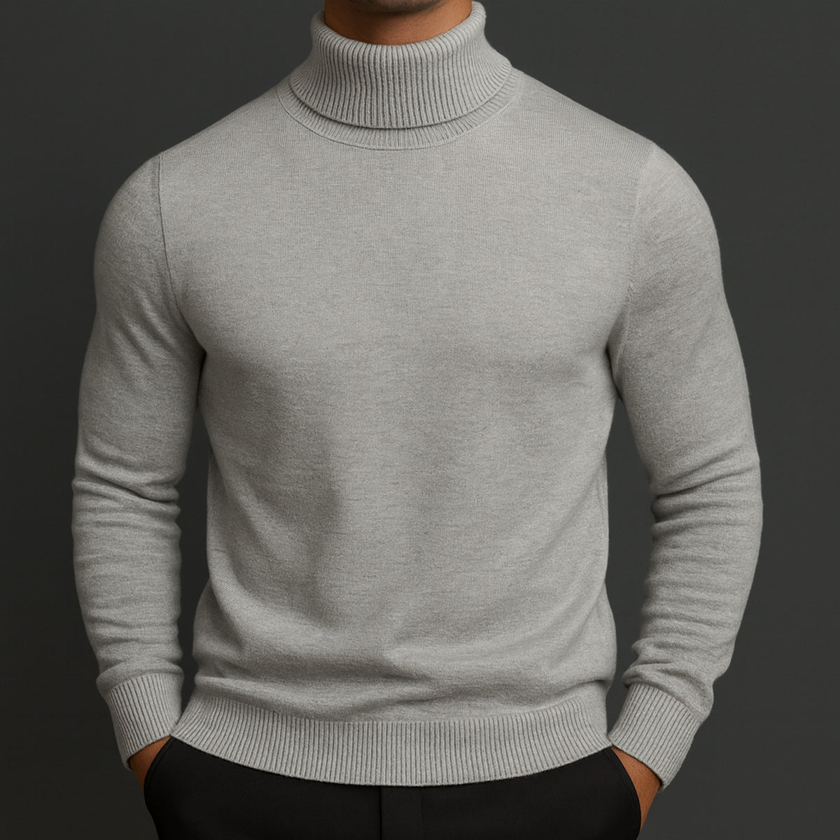 Wool Turtleneck with Structured Ribbed Collar and Sweater - Image 5