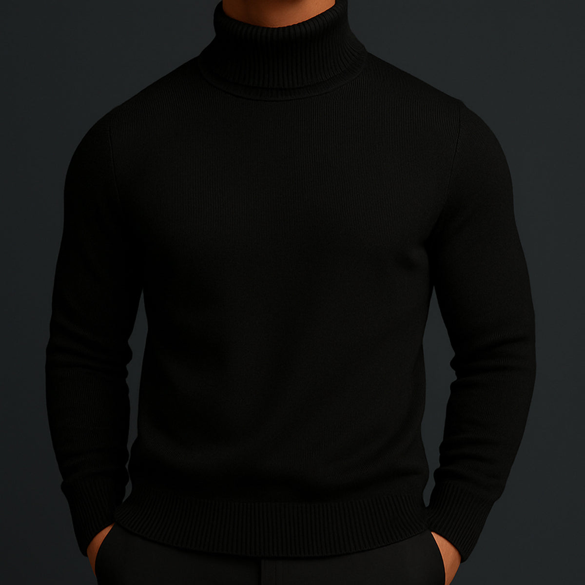 Wool Turtleneck with Structured Ribbed Collar and Sweater - Image 6