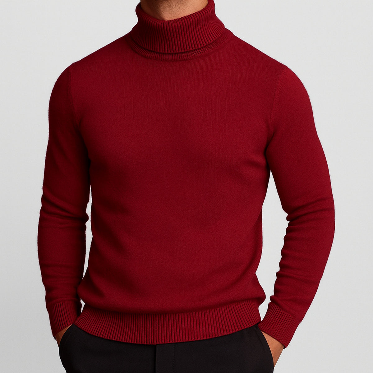 Wool Turtleneck with Structured Ribbed Collar and Sweater - Image 8