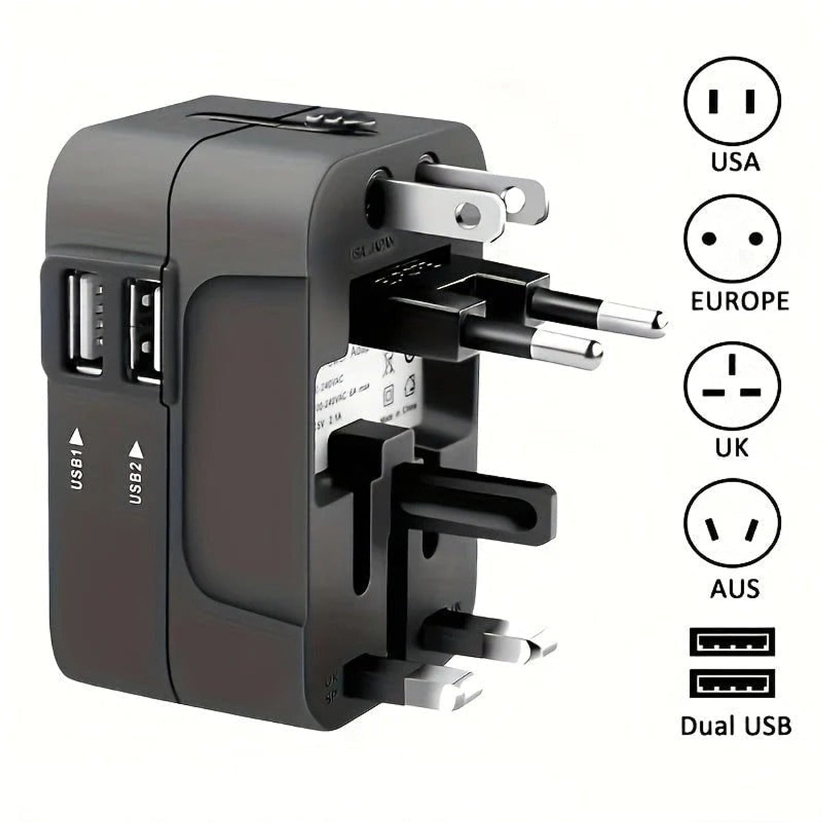 Worldwide Travel Adapter With Dual USB Ports - Image 2