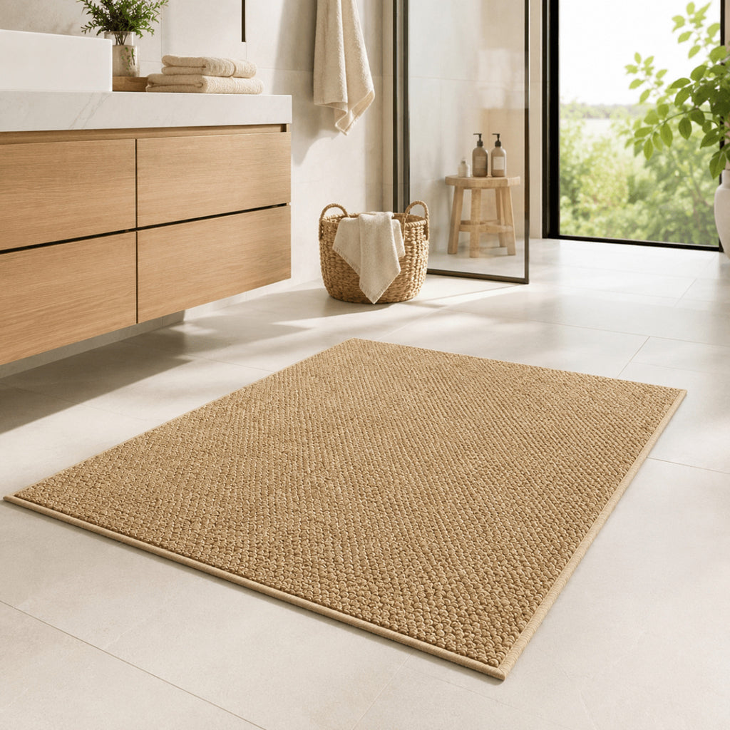 Woven Texture Non Slip Door Mat With Absorbent Machine Washable Design - Image 1