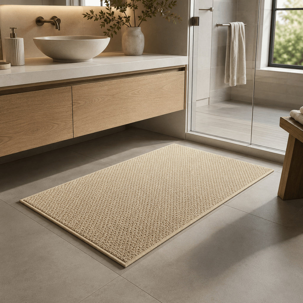 Woven Texture Non Slip Door Mat With Absorbent Machine Washable Design - Image 2