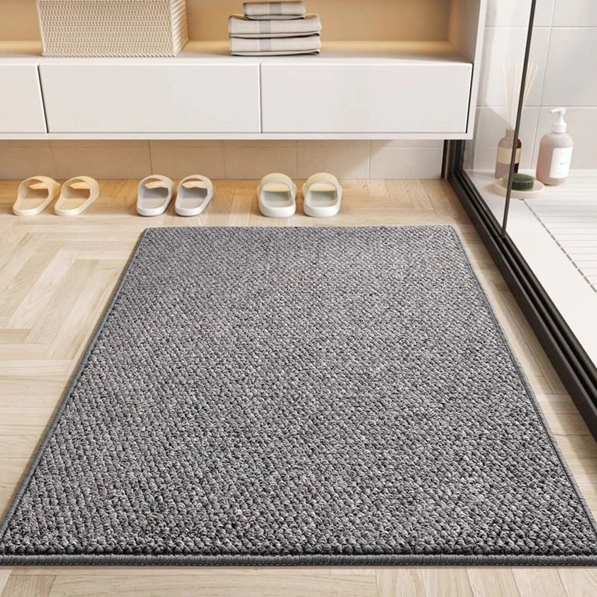 Woven Texture Non Slip Door Mat With Absorbent Machine Washable Design - Image 6