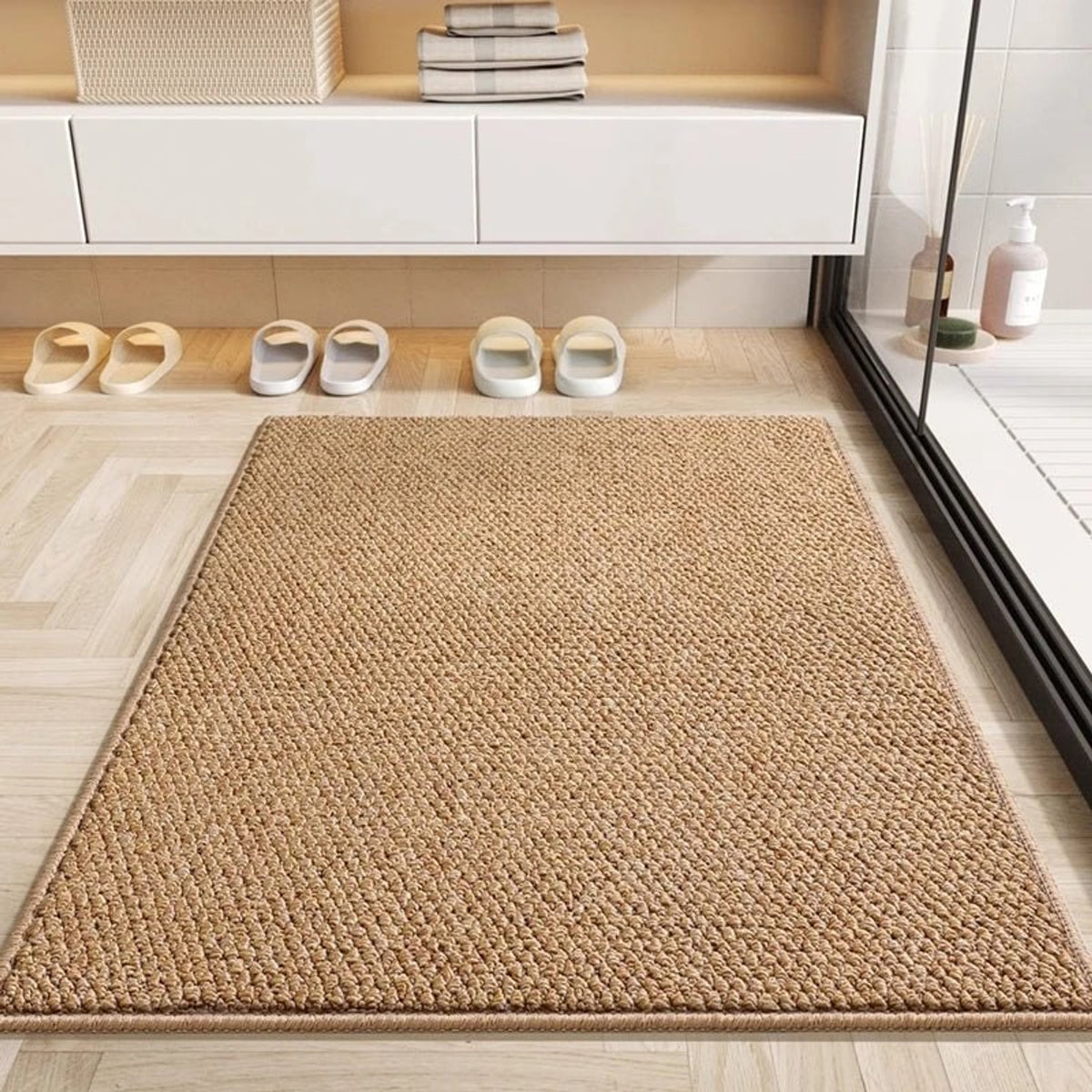 Woven Texture Non Slip Door Mat With Absorbent Machine Washable Design - Image 8