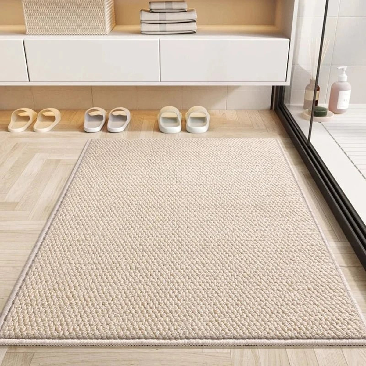 Woven Texture Non Slip Door Mat With Absorbent Machine Washable Design - Image 7