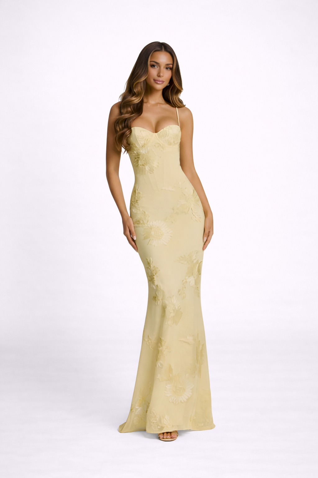 NOVA | Women's Floral Jacquard Maxi Dress | Elegant Corset Evening Gown