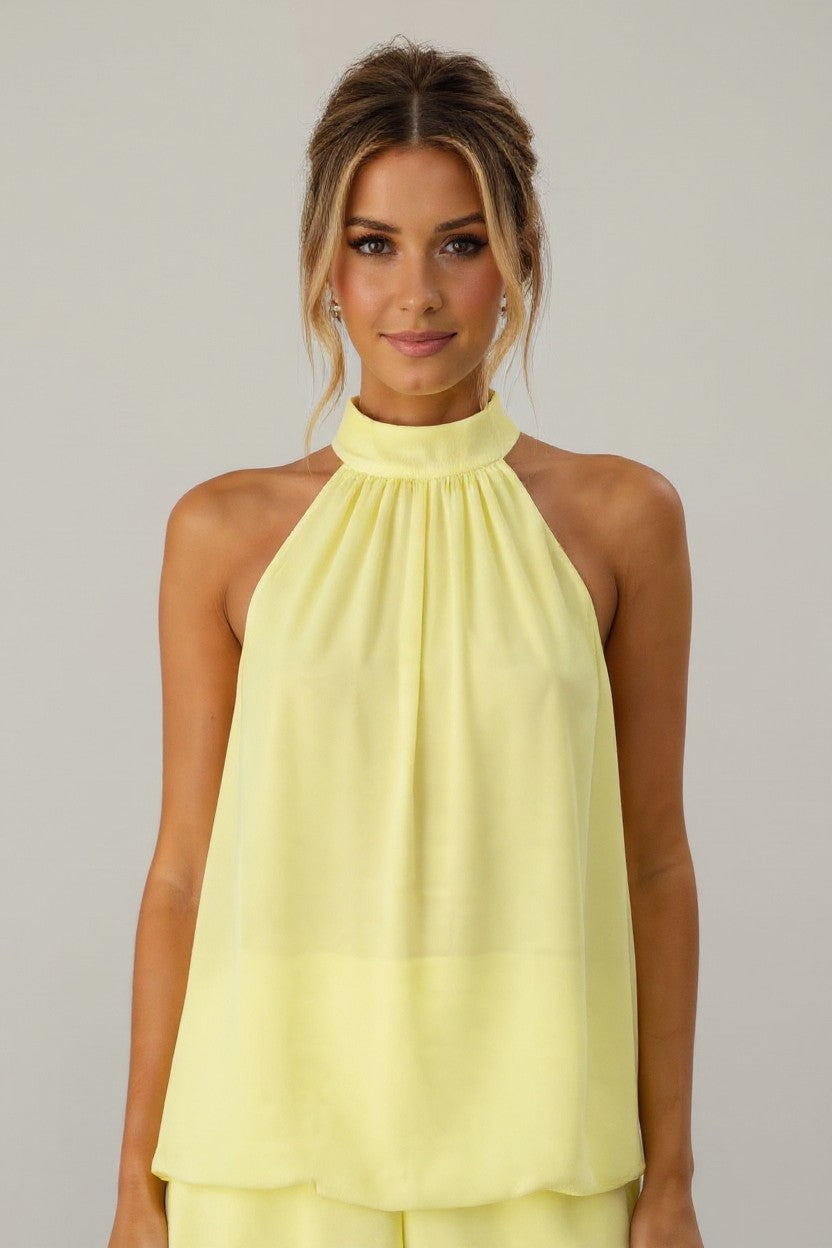 NOVA | Women's Yellow Chiffon Mini Dress | Ruffle Summer Dress
