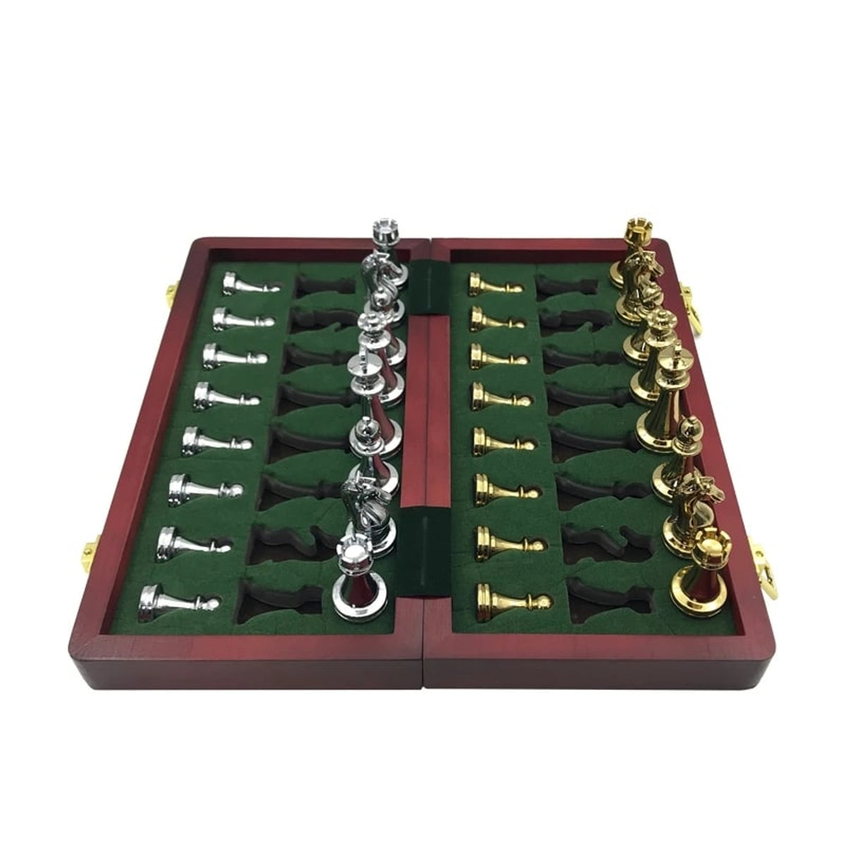 Zinc Alloy Wooden Folding Chess Board Set With Pieces - Image 4