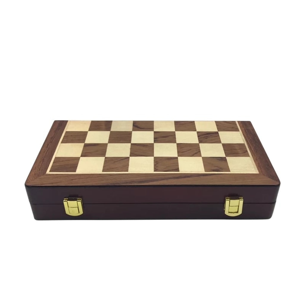 Zinc Alloy Wooden Folding Chess Board Set With Pieces - Image 5