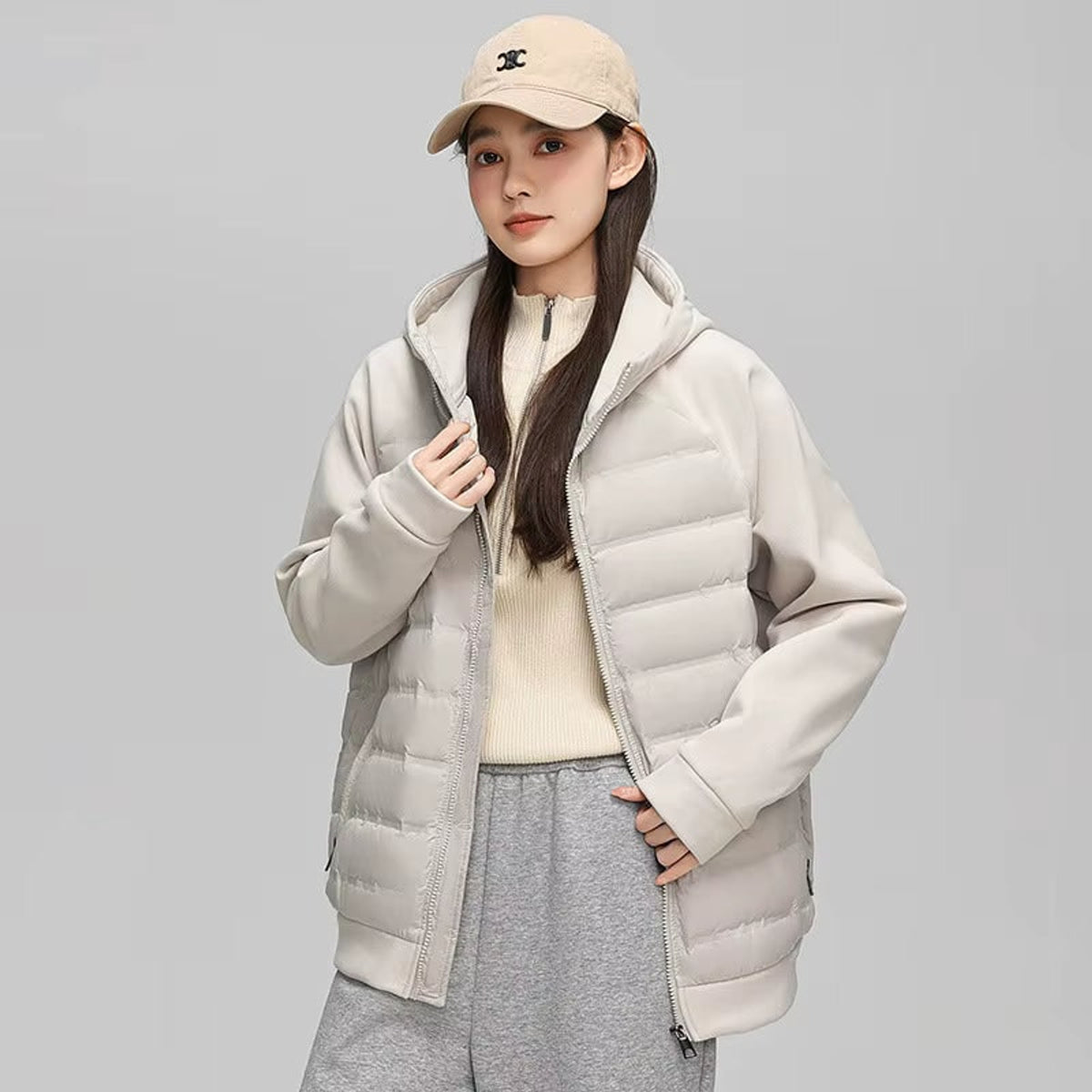 Zip Up Hooded Jacket with Relaxed Fit and Pockets - Image 5